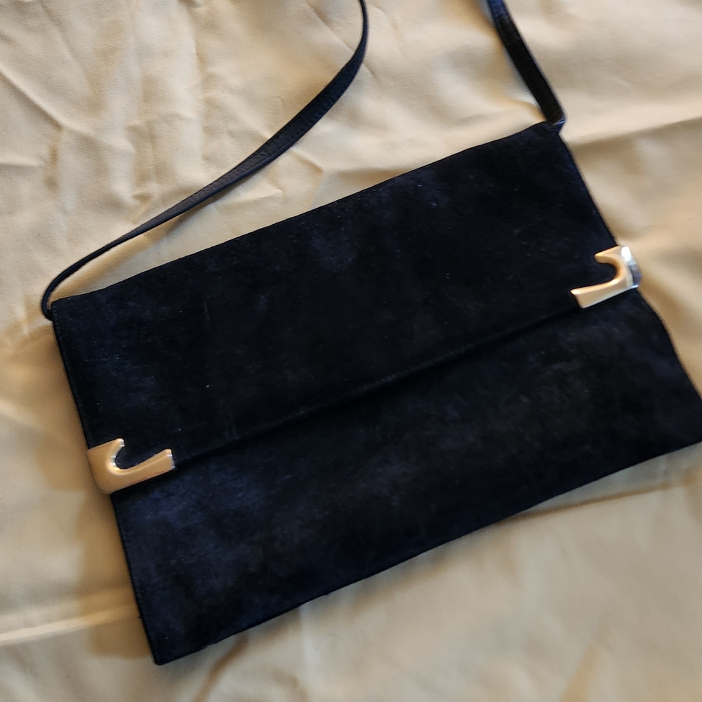 Vintage Elegant Black Suede Clutch
